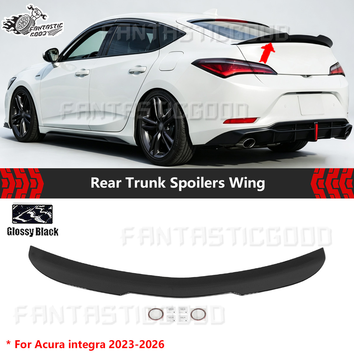 For Acura integra 2023-2026 Psm Style Rear Trunk Spoilers Wing Glossy Black
