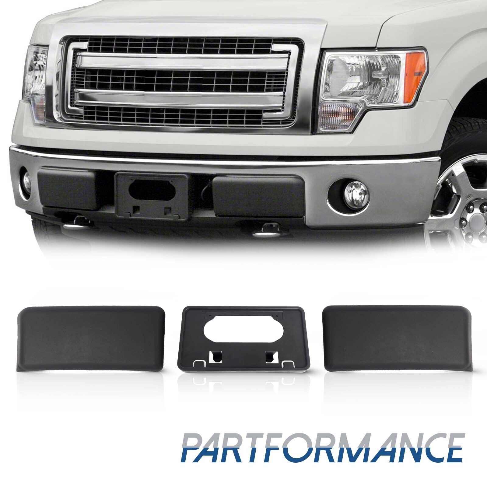 Front Bumper License Plate Bracket & Guards Pads Cap Fit For 2009-2014 Ford F150