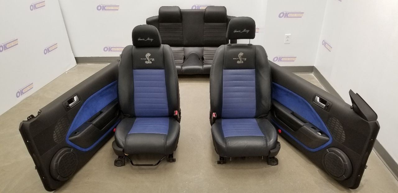 08 FORD MUSTANG SHELBY GT500 CONVERTIBLE SEAT DOOR PANEL INTERIOR SET BLUE BLACK