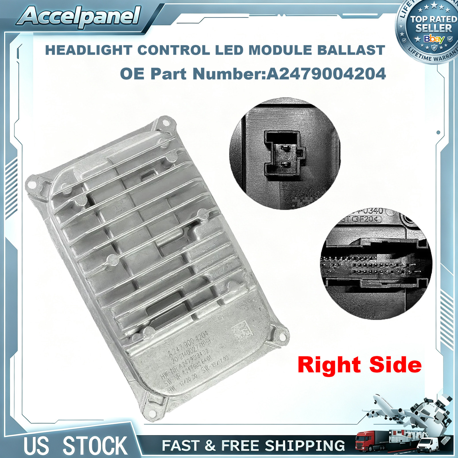 For 2019-22 Mercedes-Benz A2479004204 Right Headlight Control LED Module Ballast