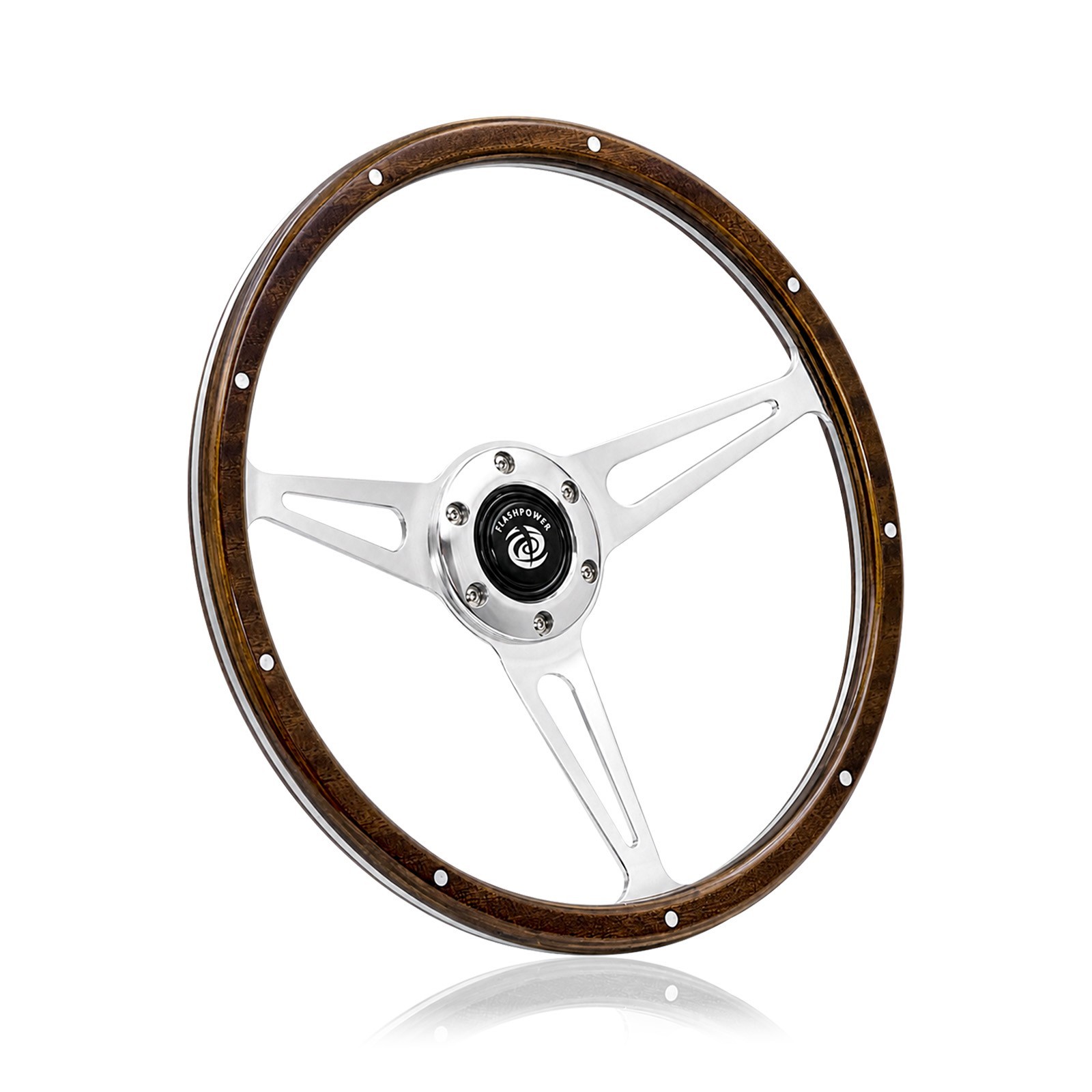 13'' Classic Riveted Wooden Steering Wheel Restoration Mustang Shelby AC Cobra