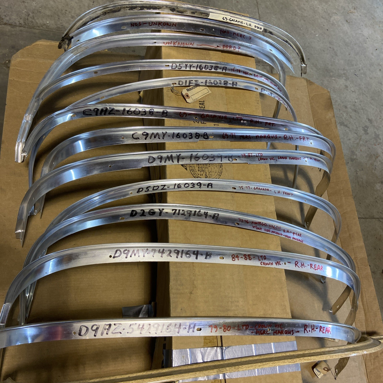 1960’s - 70’s - 80’s Ford NOS & Used Wheel Arc Opening Moldings - Lot Of 13