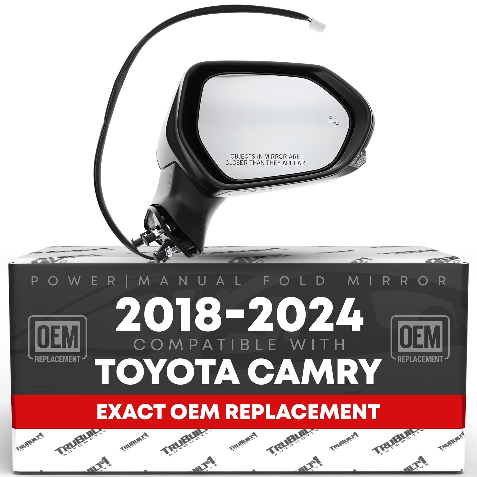 Driver Side Mirror for Toyota Camry - Powered, Heated, Manual Fold, Flat Glas...
