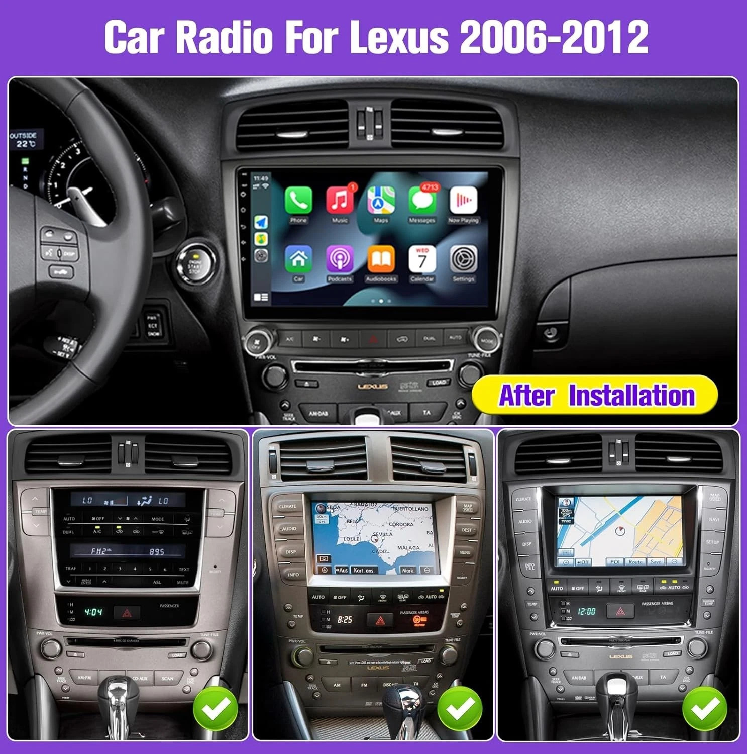 10'' Carplay For Lexus 2006-2012 Android Auto Apple Carplay Stereo Radio GPS