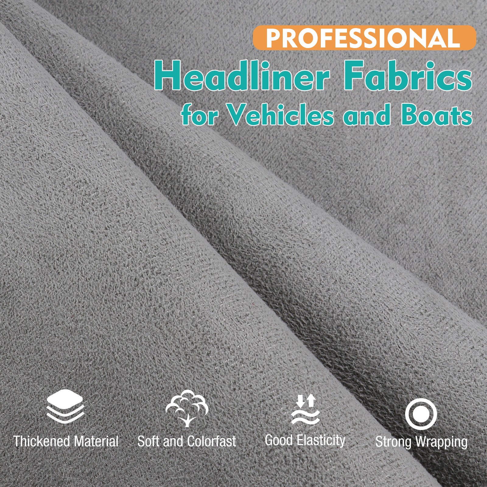 Headliner Fabric Suede Gray Replace For Cadillac Escalade & Chevrolet Tornado