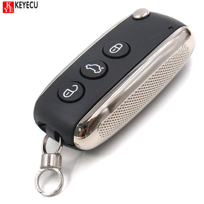 Flip Remote Key Shell Case Fob 3 Button for Bentley Continental GT GTC 2006-2016