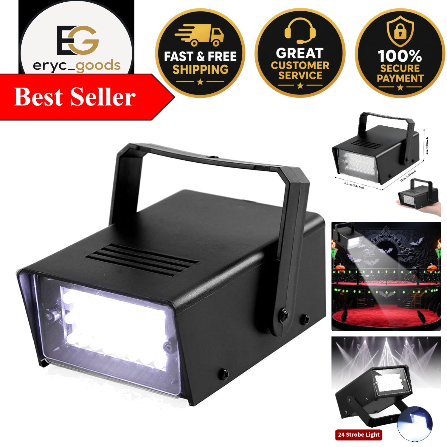 Versatile 24 LED Strobe Light with Speed Control for Parties and Festivals