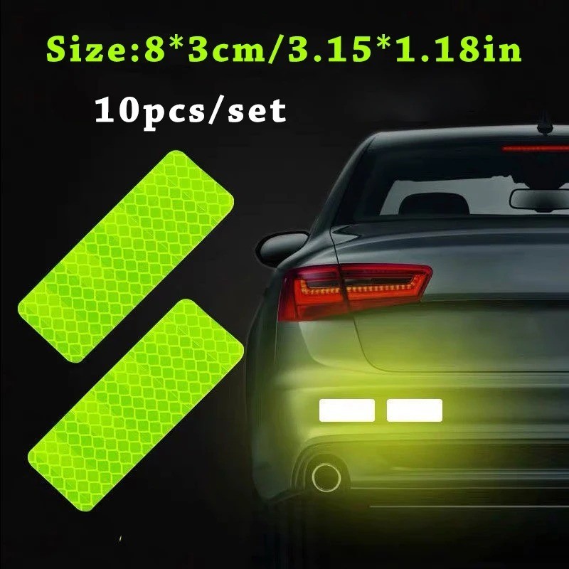 10Pcs Car Bumper Reflective Safety Strip Stickers Warning Safety Tape