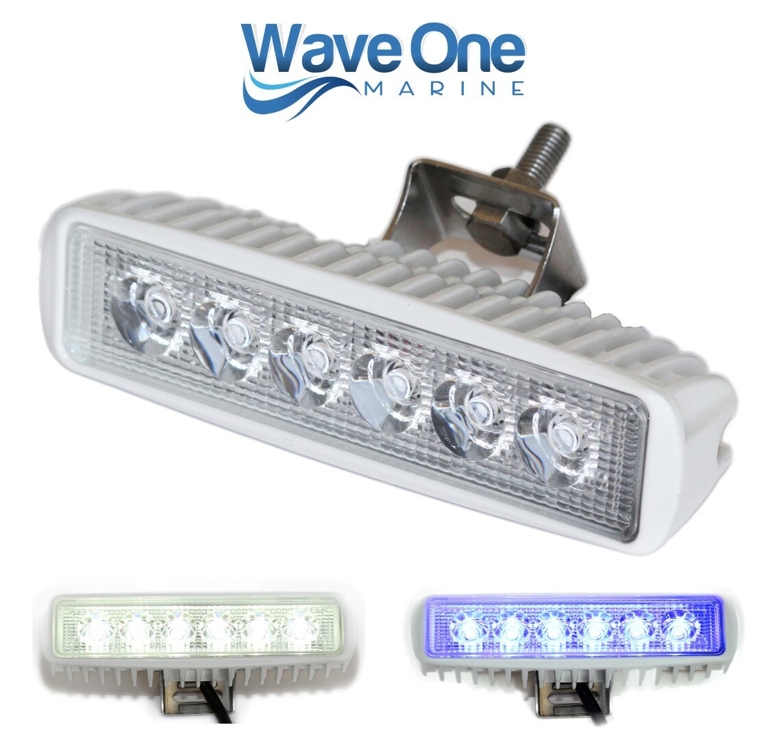 Wave One Marine | Dual Color White & Blue | LED Boat Spreader Flood Deck Light 