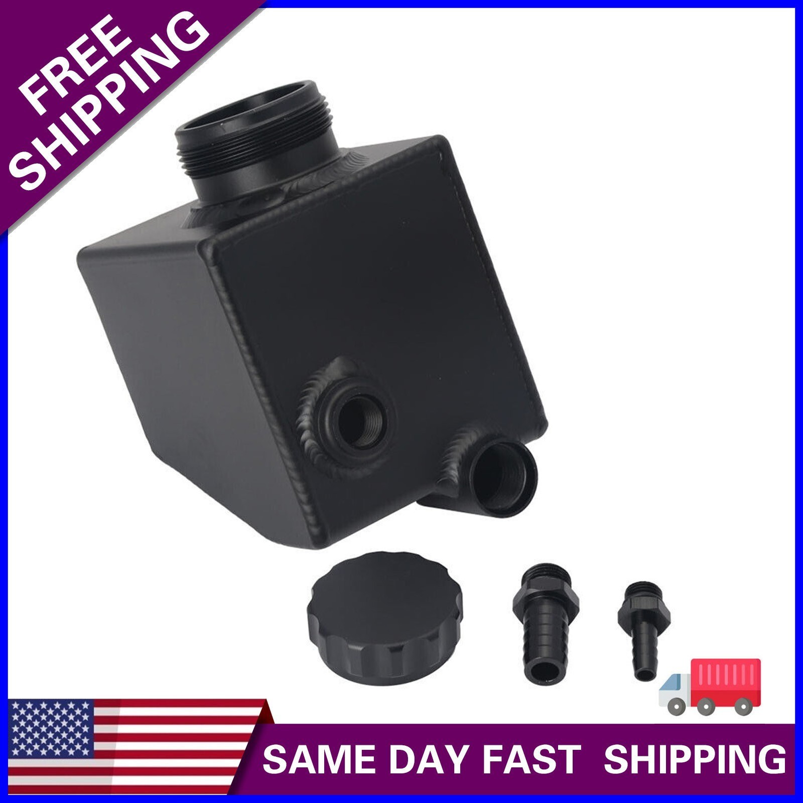 Aluminum Power Steering Pump Fluid Reservoir Tank Black For LS1 LS2 V6 V8 VT VY