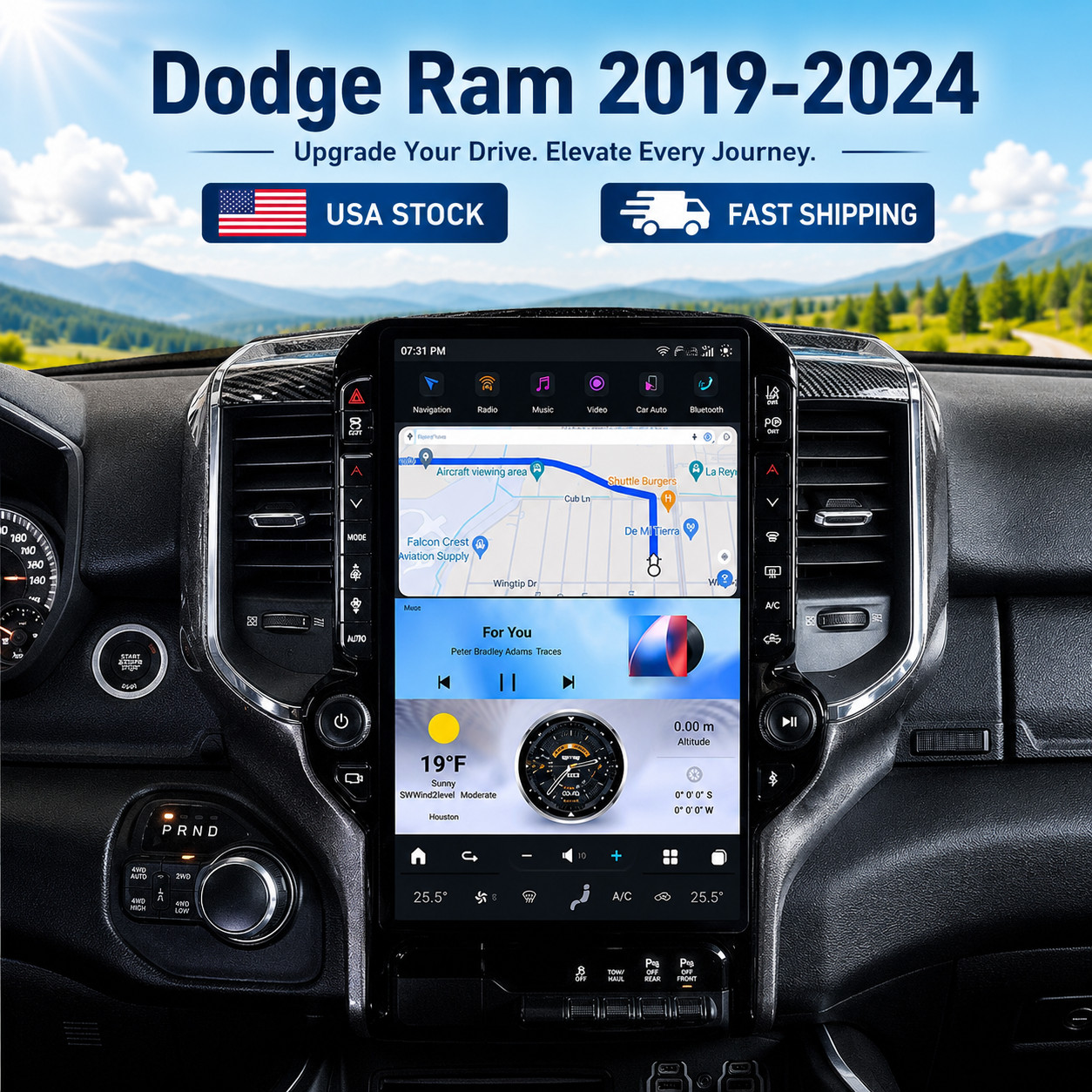 For Dodge Ram 2019-2024 Tesla Style 14.5\