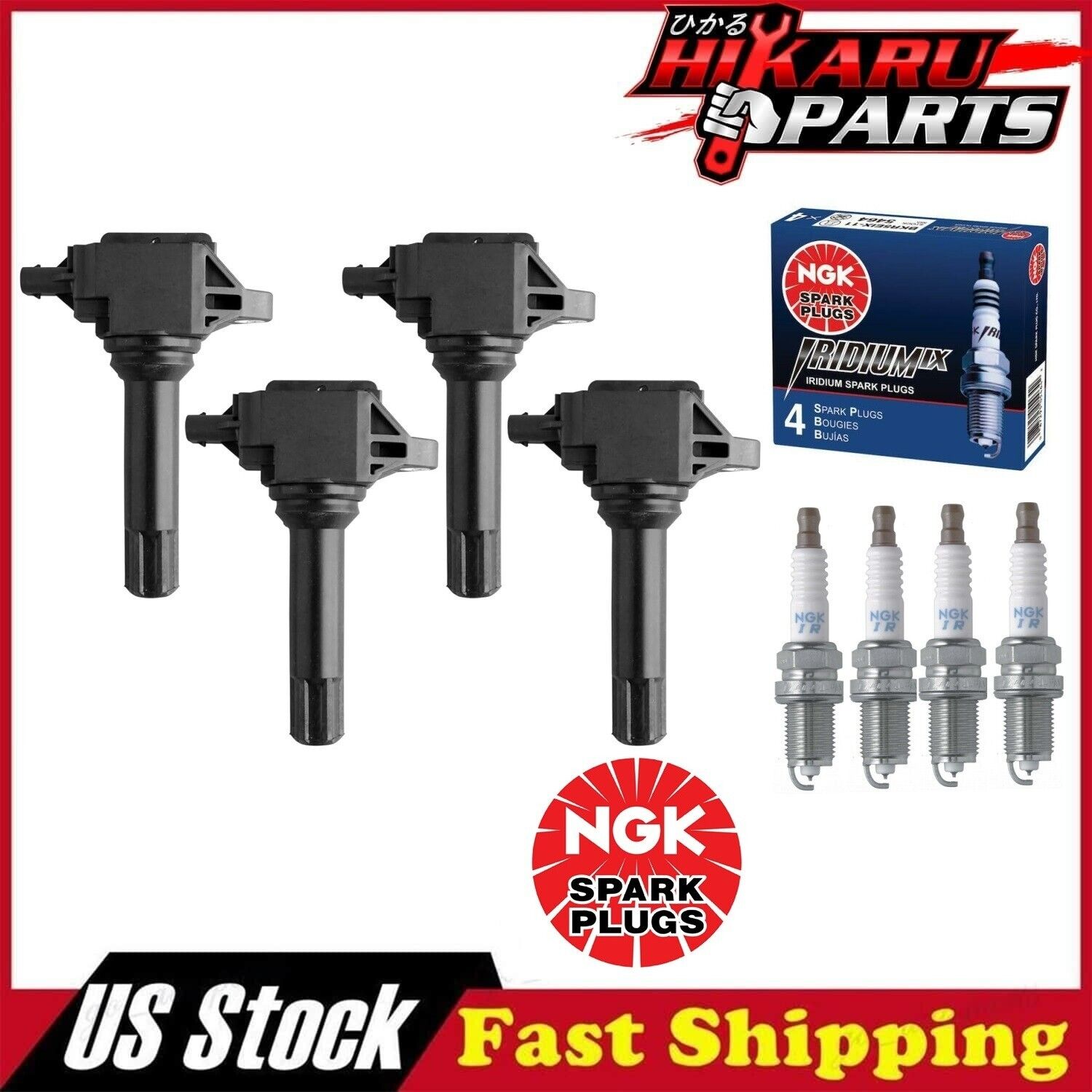 4x NGK Spark Plug & 4x Ignition Coil For Subaru Legacy Forester Outback 2.5L H4