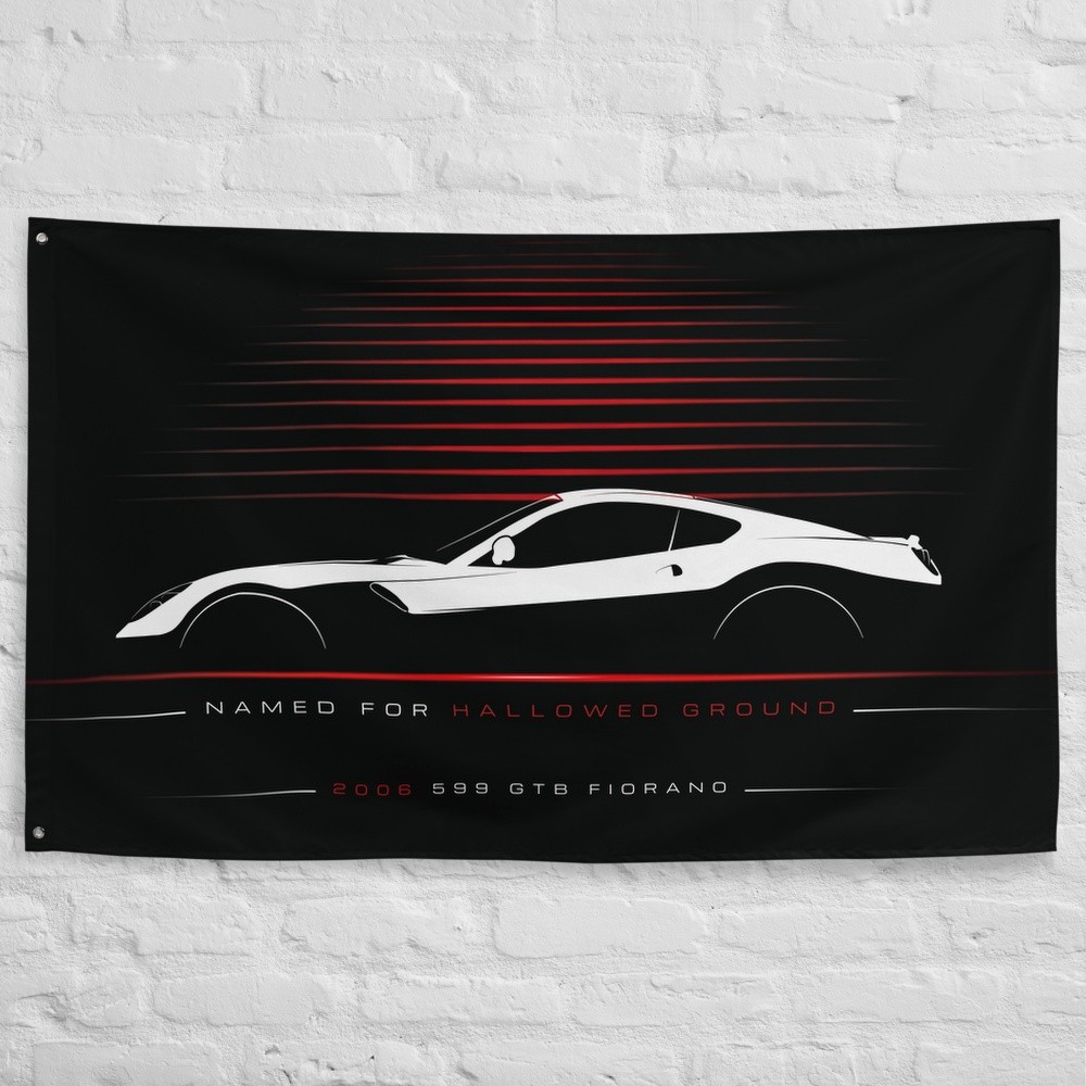 599 GTB Fiorano 2006 Car Silhouette Flag 3x5 ft Garage Banner Wall Decor