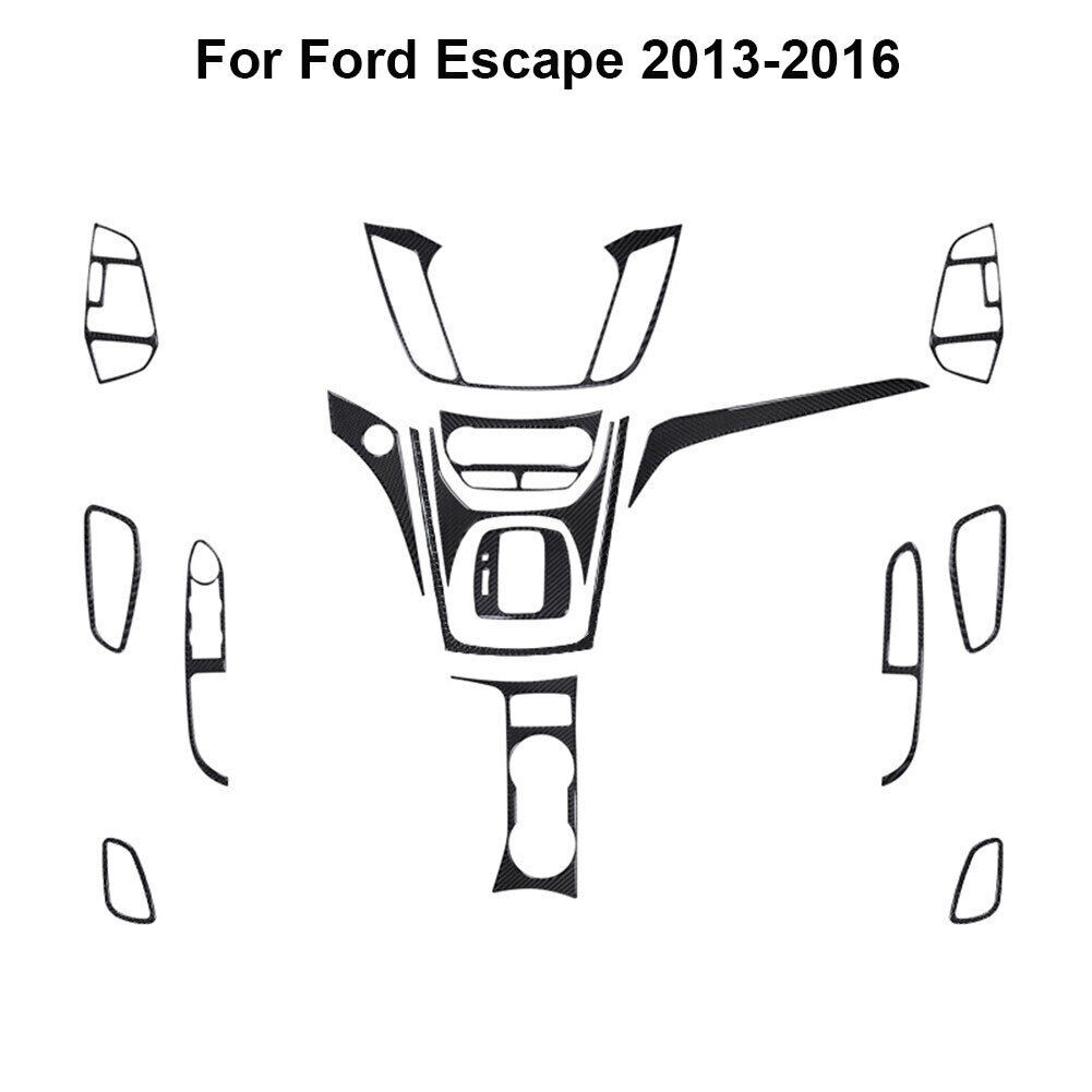 16Pcs Carbon Fiber Full Interior Kit Cover Trim For Ford Escape 2013-2016