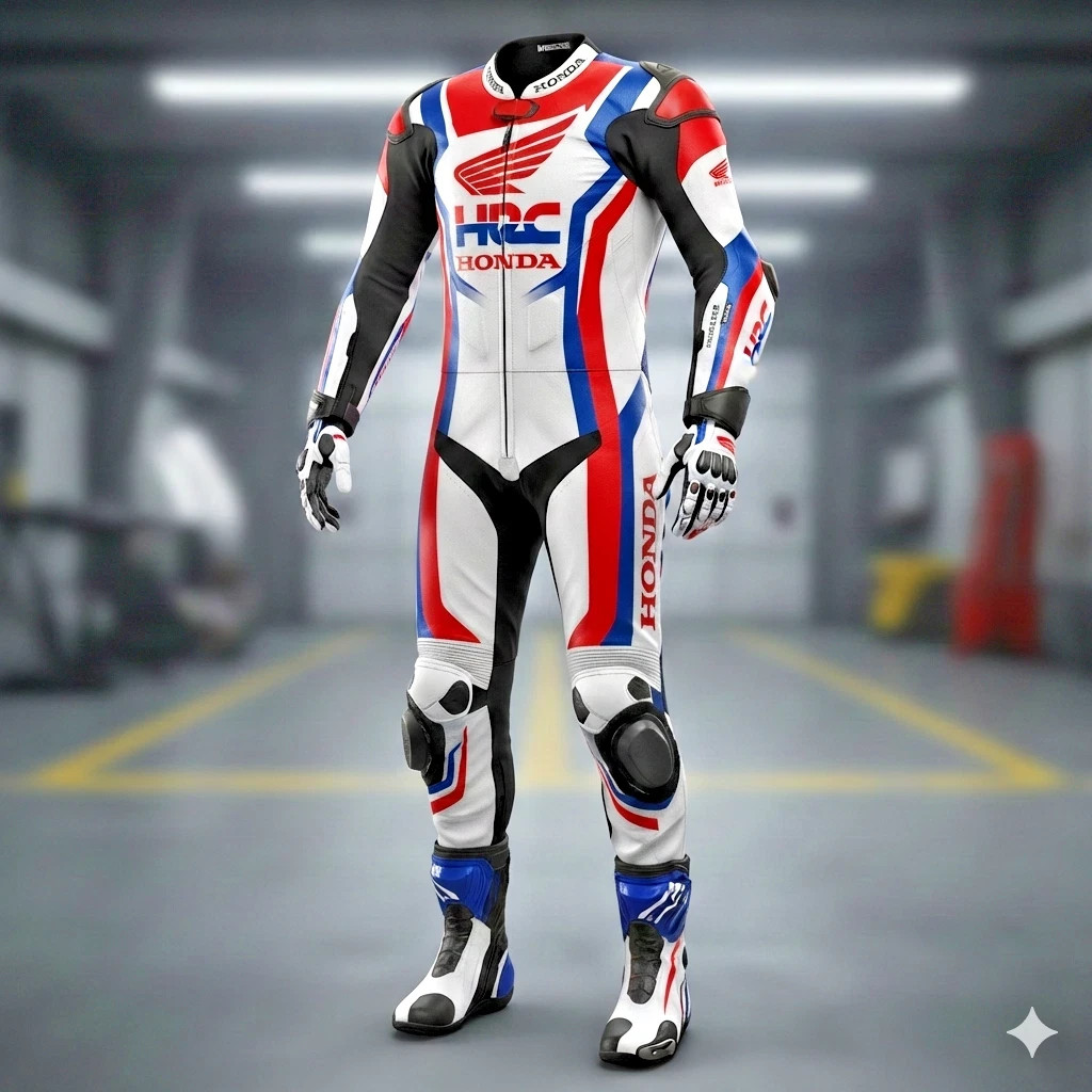 HONDA HRC ONE PIECE MOTORBIKE LEATHER RACING SUIT