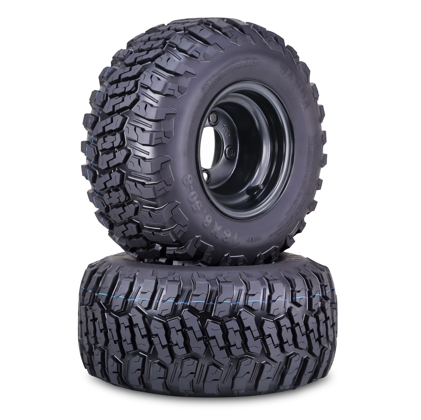 WANDA All Terrain Golf Cart Tire & Wheel 18X8.5-8 with 4X4\