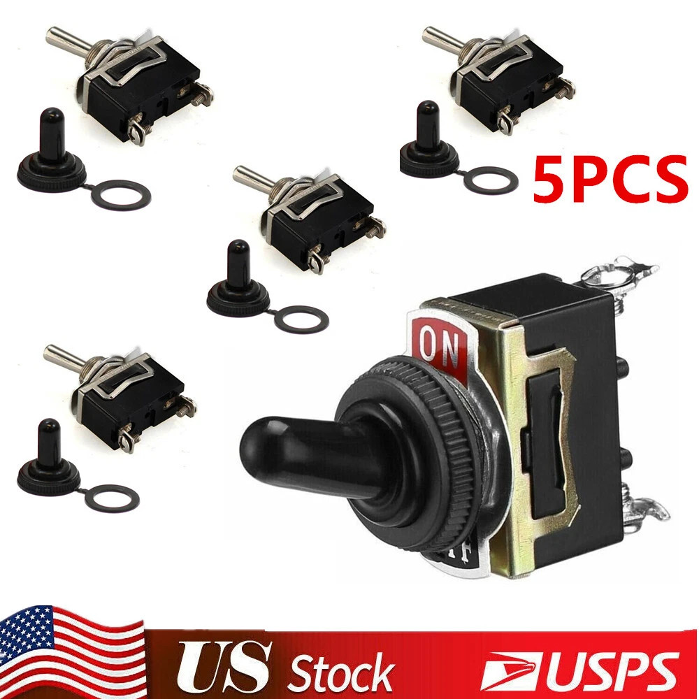 5X 12V SPST Solid Metal Toggle Switch ON/OFF Single Pole for Marine / Automotive
