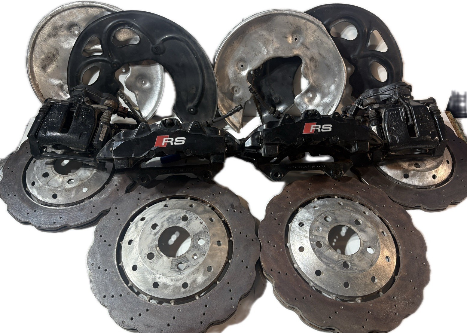 2013-2017 AUDI RS5 BRAKE CALIPER WITH ROTOR SHELDS 28K MILES FULL SET