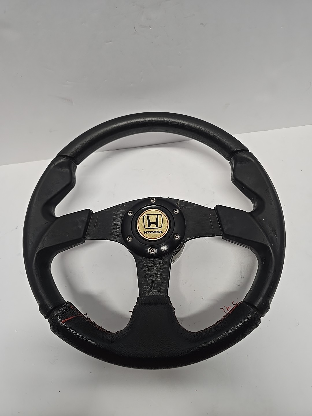 Aftermarket JDM 3-Spoke Racing Steering Wheel Honda Horn Button Cracked AS-IS