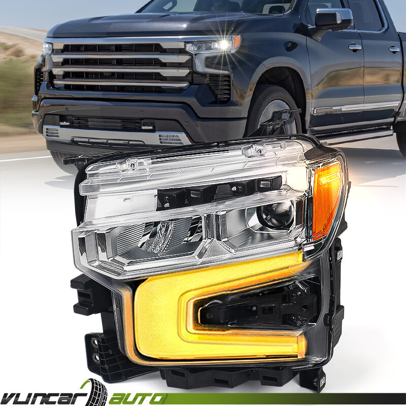 [FULL LED] For 2022-2025 Chevy Silverado 1500 LT RST Chrome Driver Headlight LH