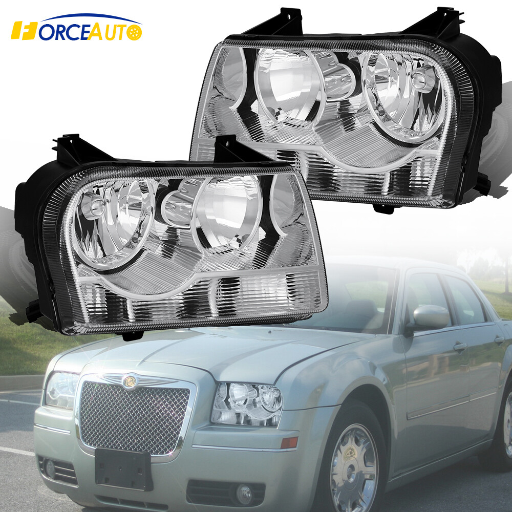 Box(2) Chrome Headlights Assembly Kits For 2005-10 Chrysler 300 Halogen Style
