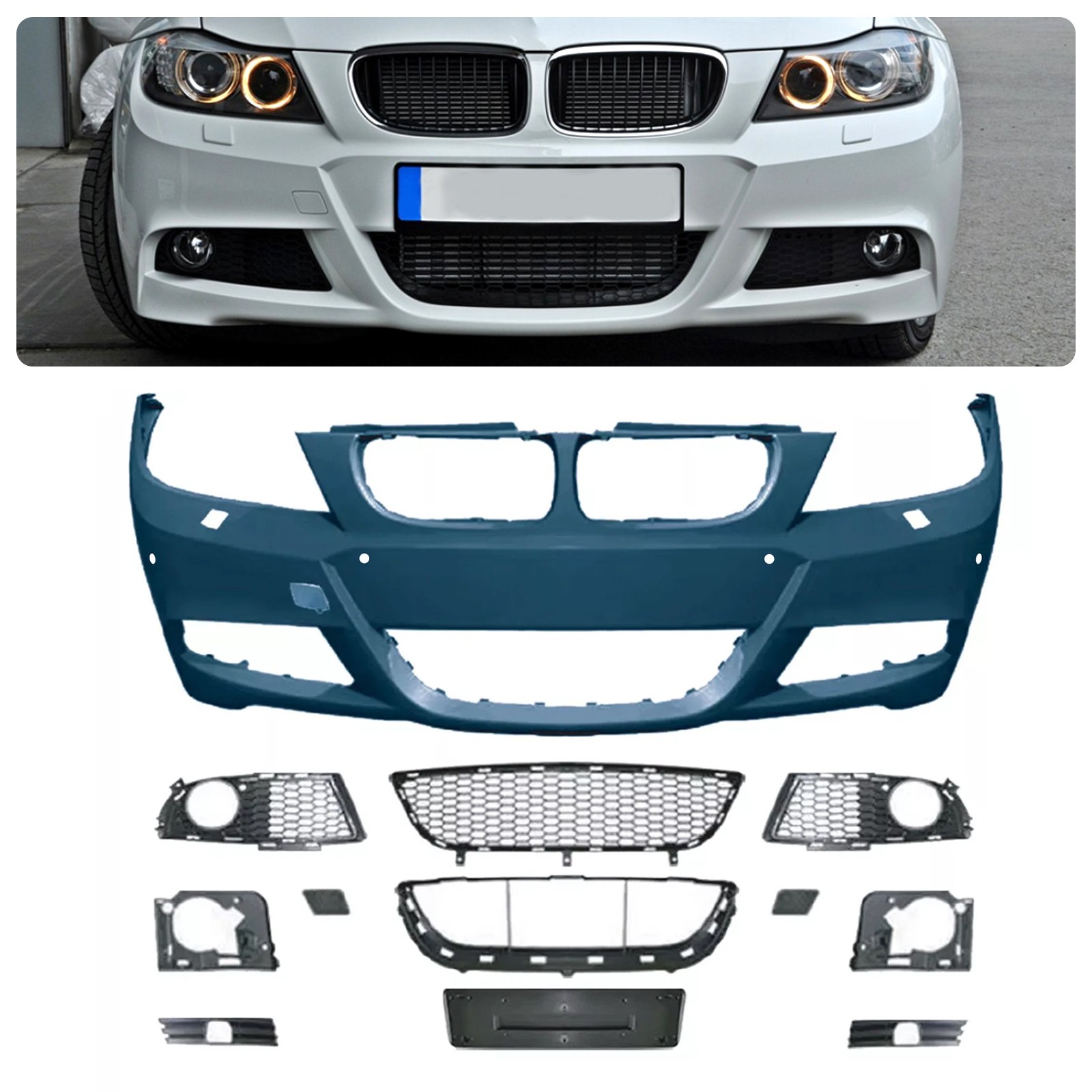 For 2009-2012 BMW E90 E91 4dr 3-Series M Tech Style Front Bumper Body Kit