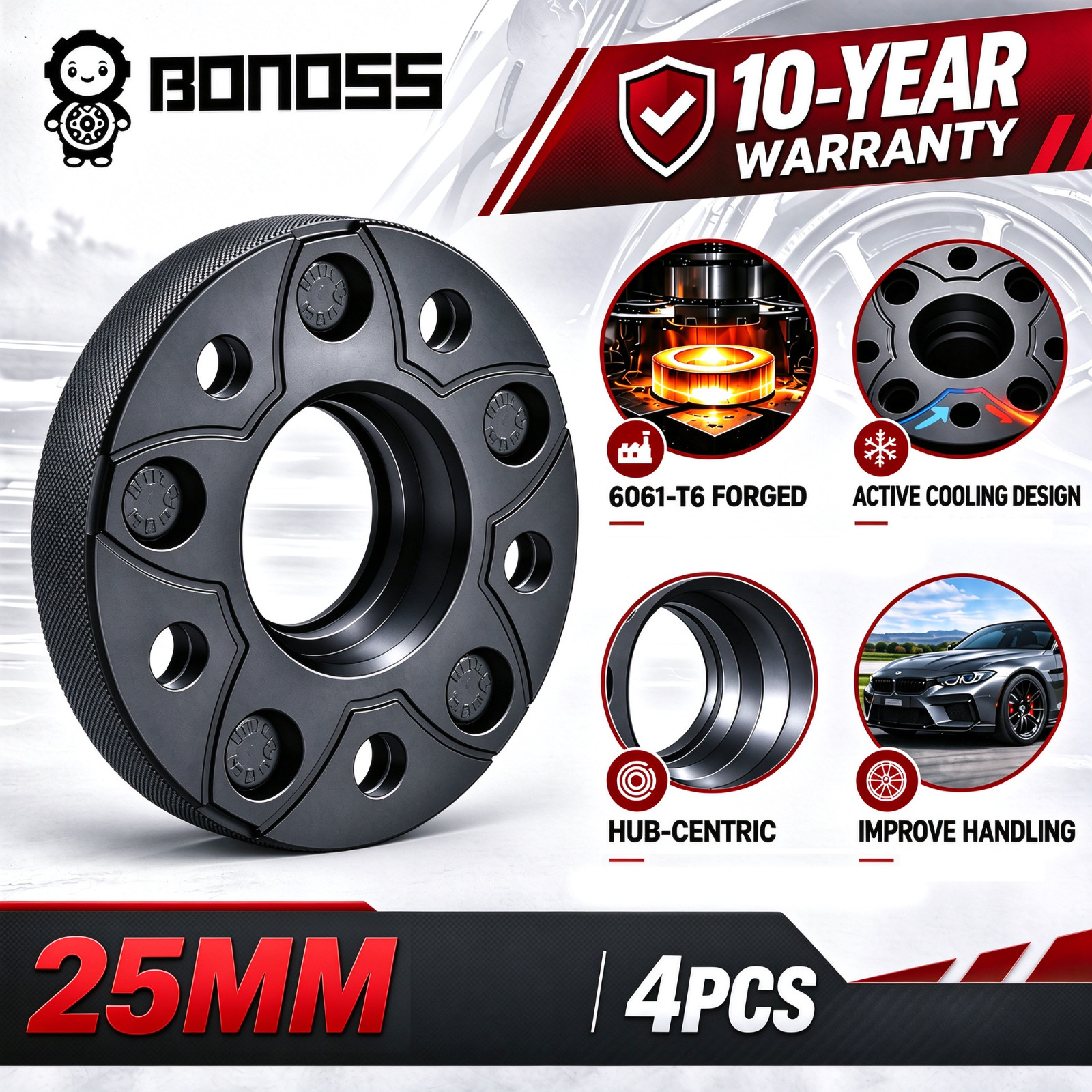 4pcs Front Hub Centric Wheel Spacer Kit 25mm 5x120 Chevrolet Corvette C8 BONOSS