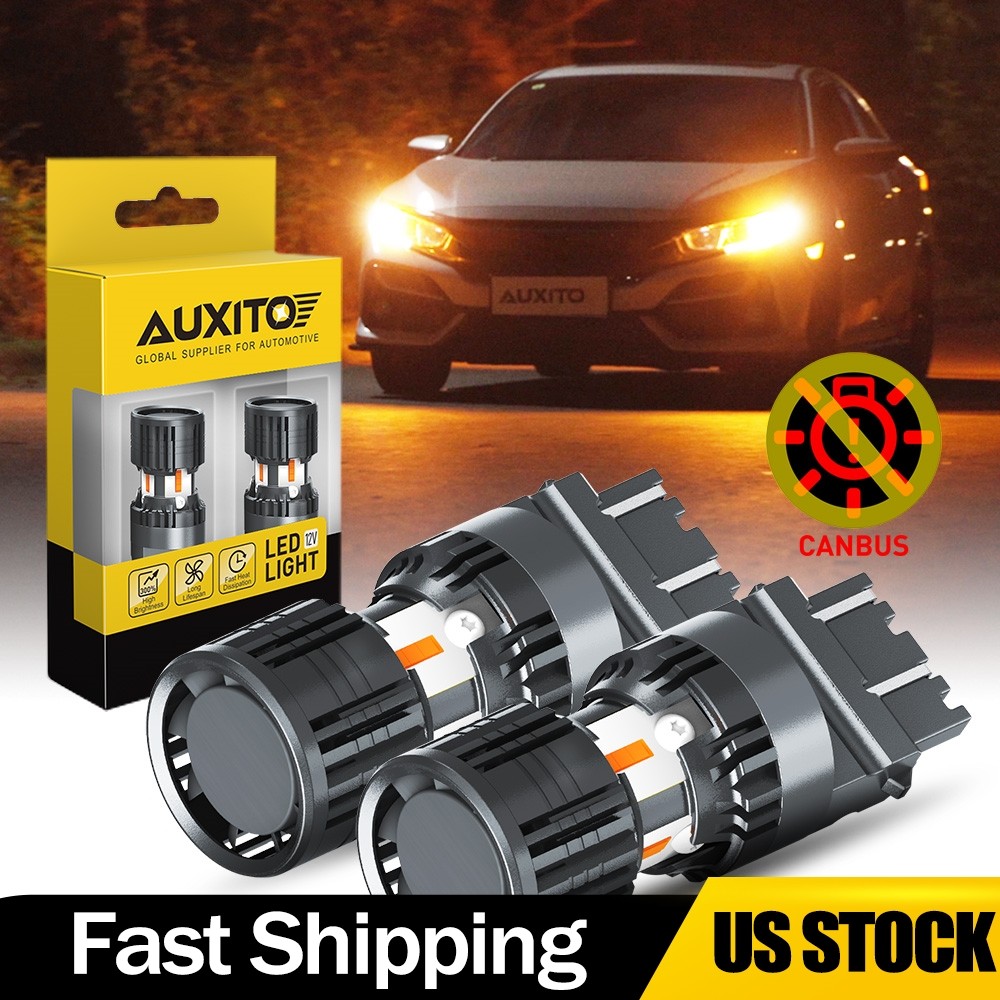 2/4X 3157 3156 LED Bulbs Amber Yellow with Built-in Resistor Turn Signal Light