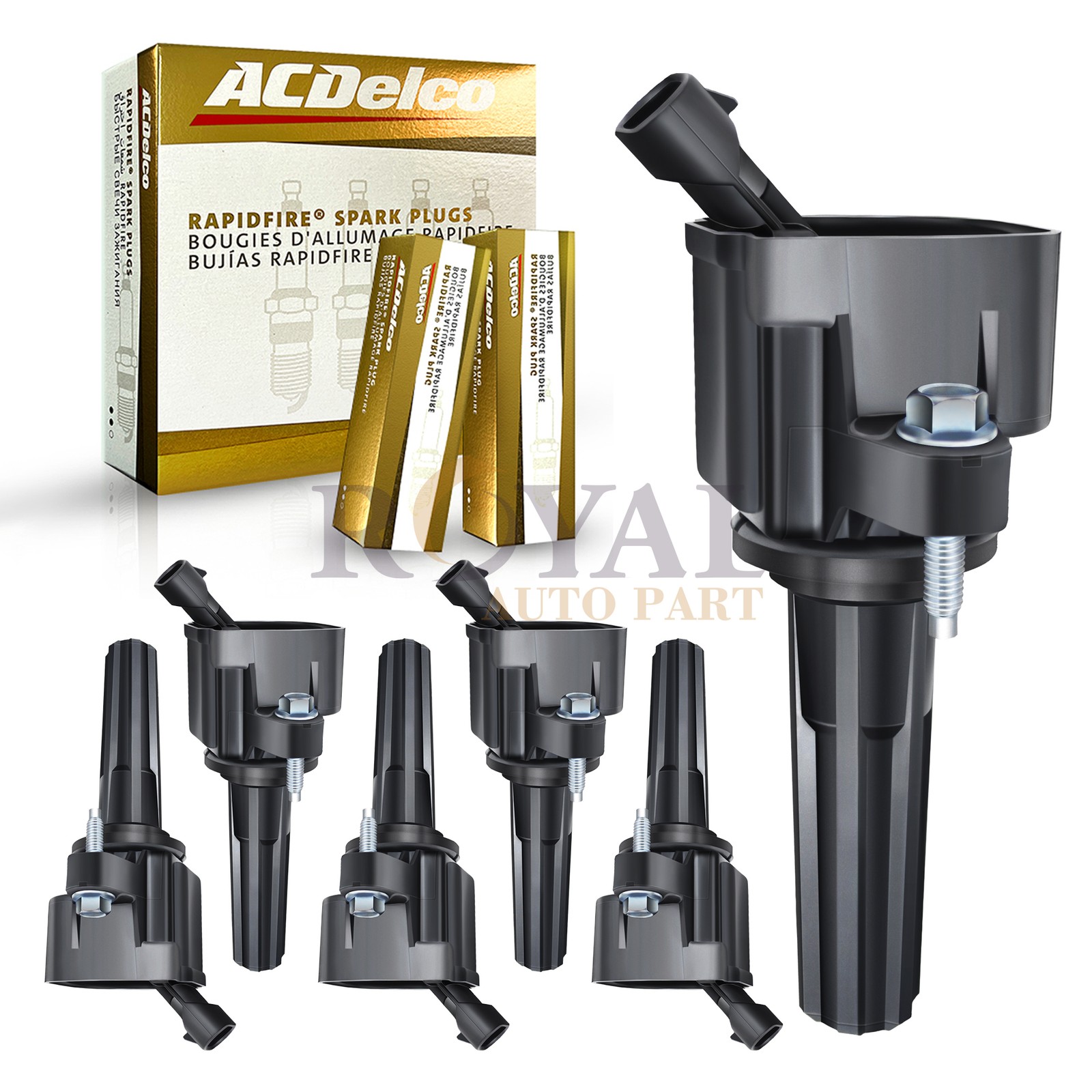 UF497 Ignition Coils & AcDelco Spark Plugs for 2007-2010 Hummer H3 H3T L5