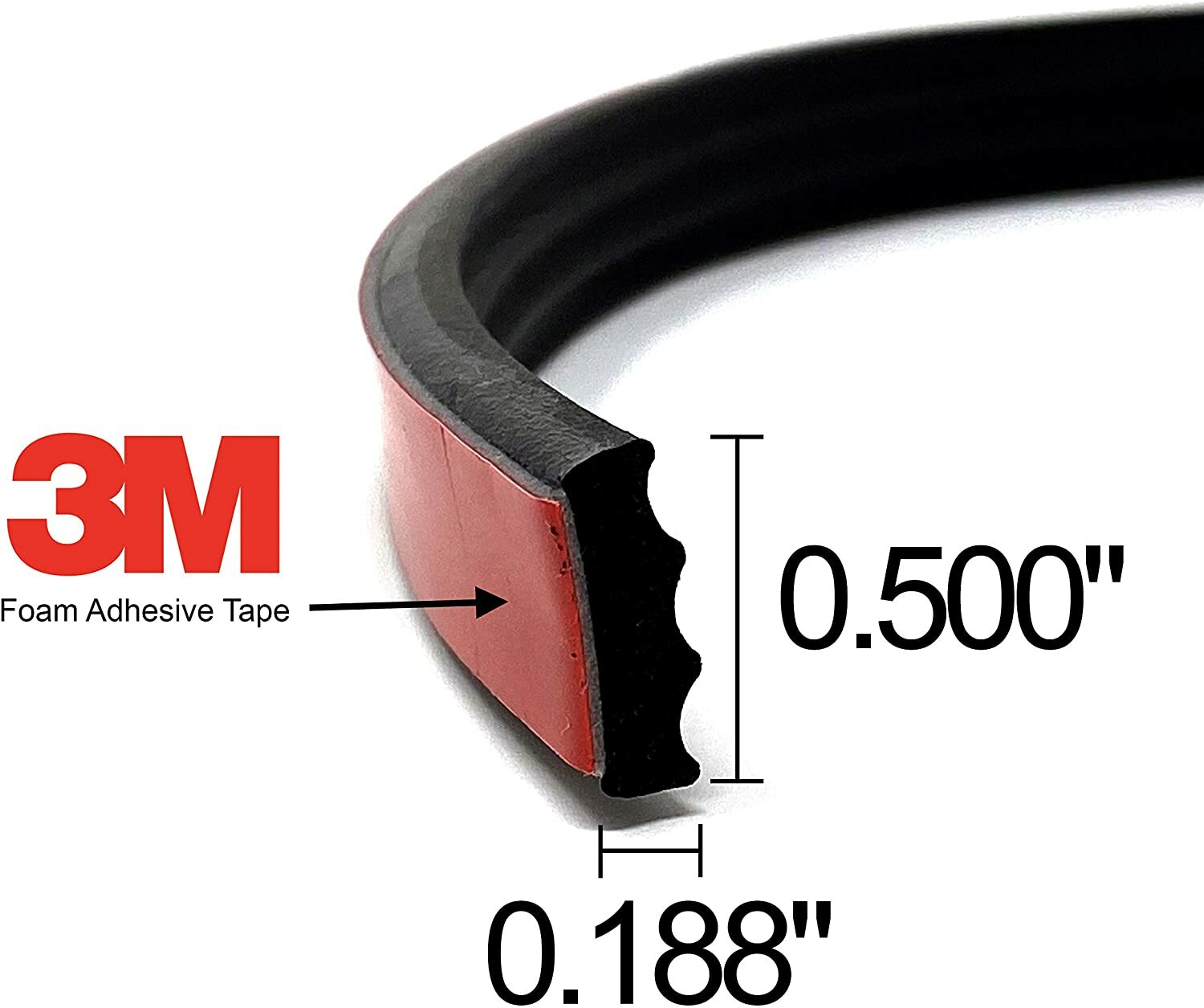 ESI Ribbed Rectangle EPDM Rubber Seal .187” H 500” W 25’ L with Foam Tape
