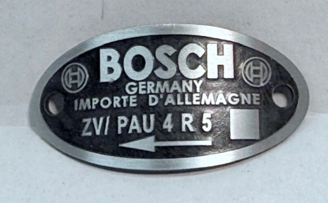 Bosch Distributor ID Tag plate, ZV/ PAU 4 R 5