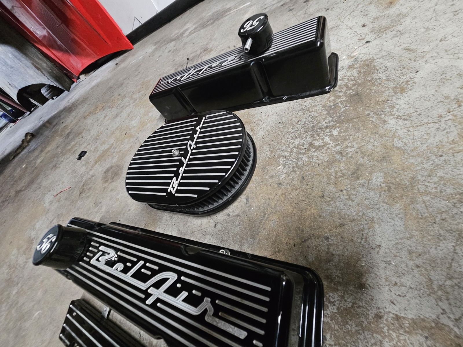 1955 1956 1957 BelAir Powder Coated Black Chevy Small Block Valve Cover Set