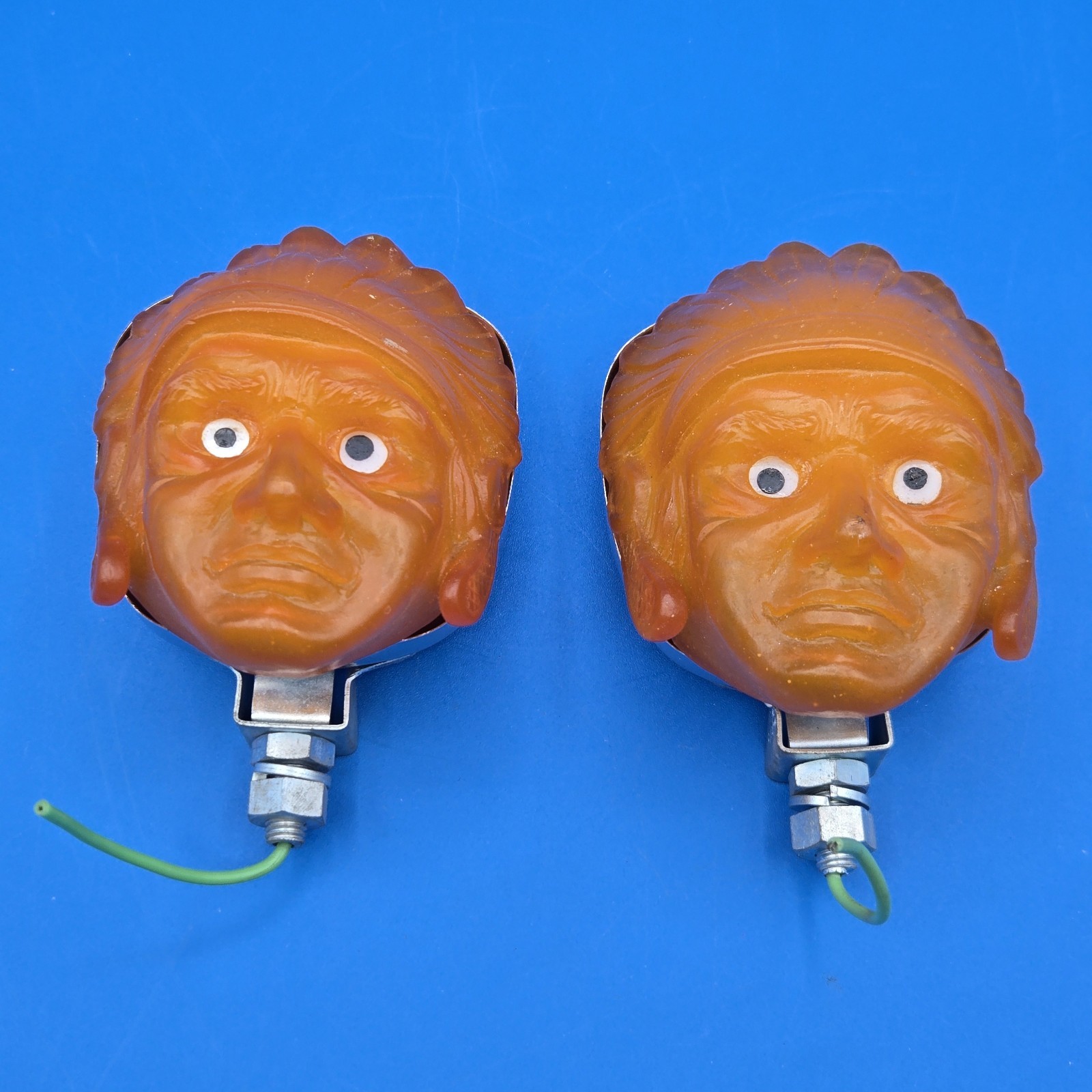 1970's Harley Triumph BSA Indian MC Supply Custom Indian Face Marker Light.