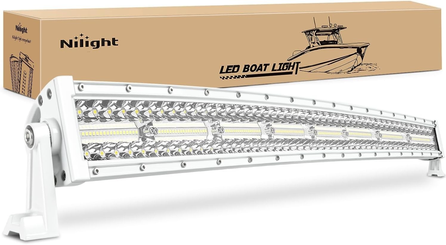 Nilight Marine LED Light Bar Navigation 52Inch Curved Lights - White Shell Nilight Marine LED Light Bar Navigation 52Inch Curved Lights - White Shell