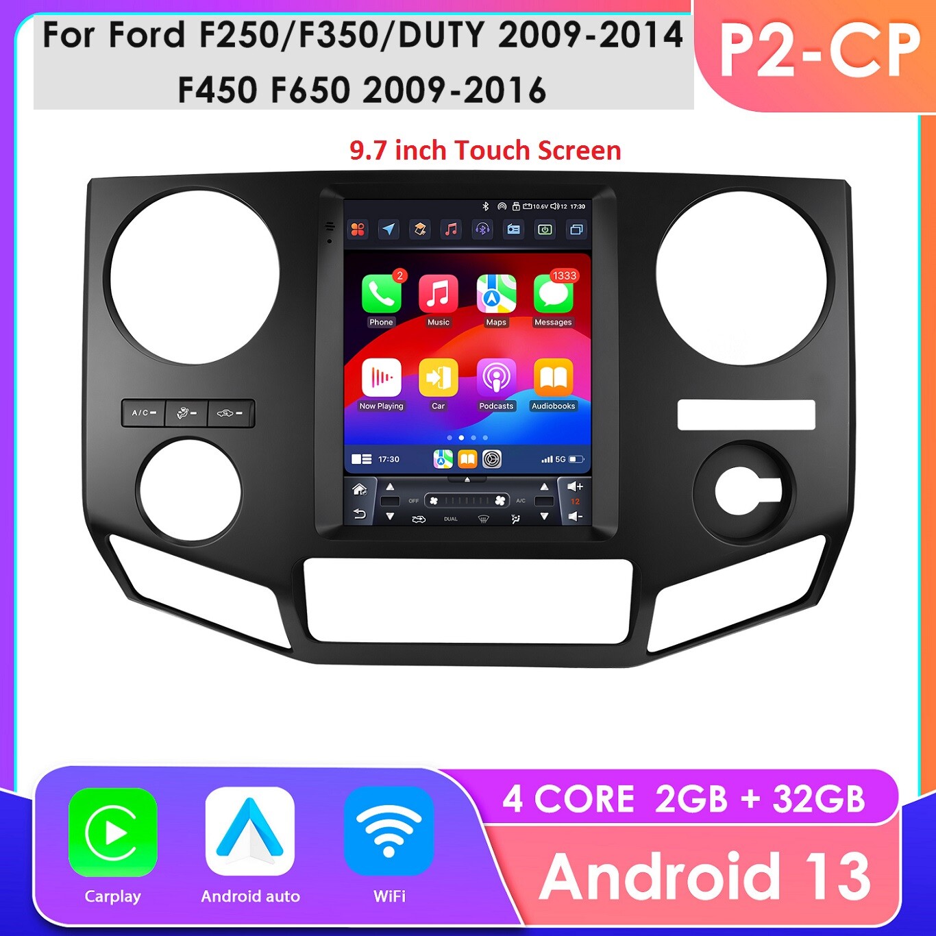 9.7\'\' Upgrade Android14 For Ford F-250 F-350 Super Duty Car Stereo Radio Carplay
