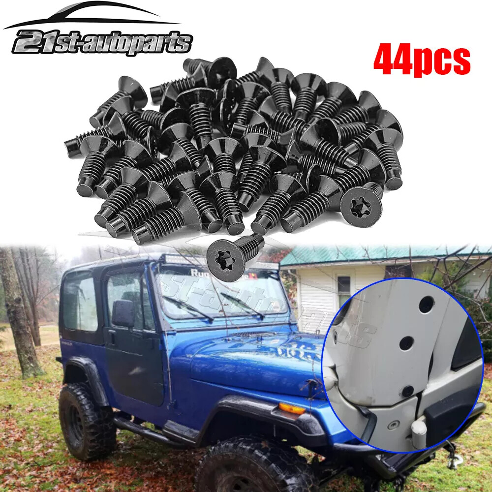 44pcs For Jeep Wrangler TJ YJ CJ Windshield Door Steel Black Torx Screws Bolt 44pcs For Jeep Wrangler TJ YJ CJ Windshield Door Steel Black Torx Screws Bolt