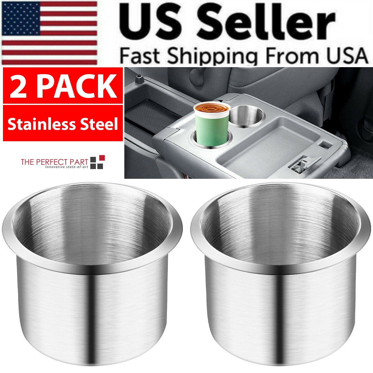 Universal Stainless Steel Cup Drink Holders for Car Boat Truck Marine Camper RV Universal Stainless Steel Cup Drink Holders for Car Boat Truck Marine Camper RV