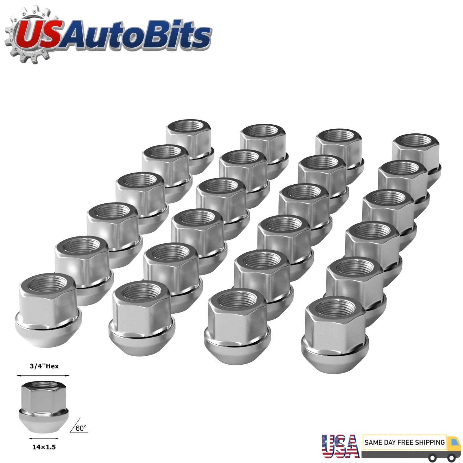 24Pc 14x1.5 Open End Acorn Bulge Lug Nuts For Chevy GMC Silverado Sierra 1500 24Pc 14x1.5 Open End Acorn Bulge Lug Nuts For Chevy GMC Silverado Sierra 1500