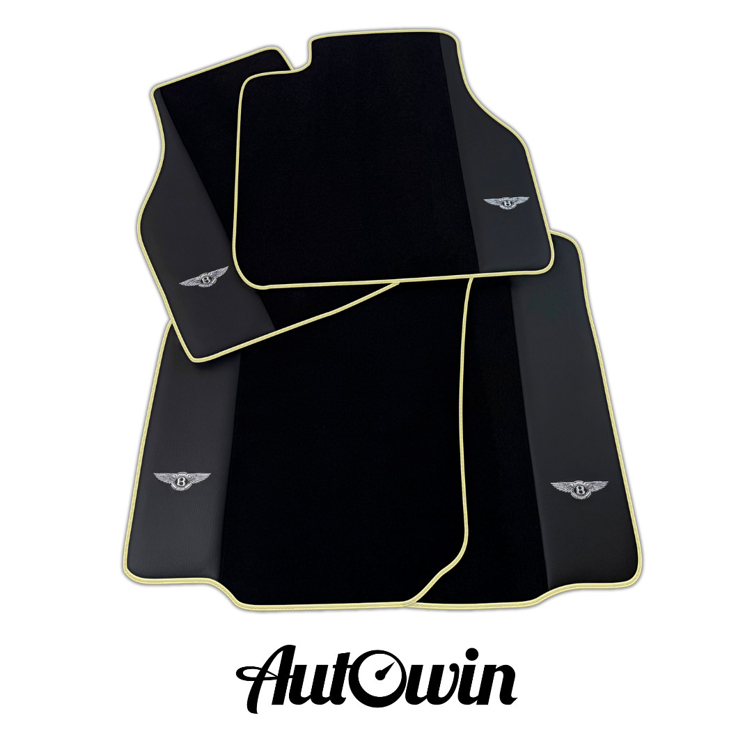 AutoWin Brand Black Floor Mats for Bentley Arnage Red Label RL with Beige Trim