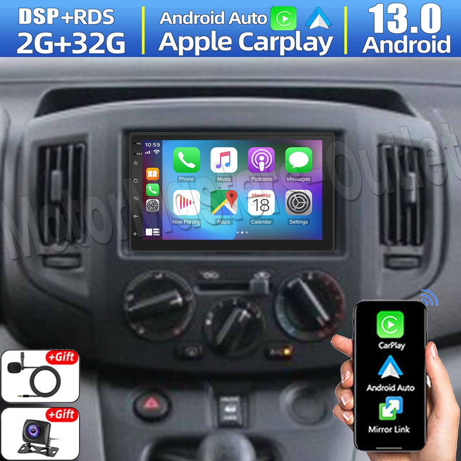 7'' Android 13 Carplay For Nissan NV200 2013-2019 Car Stereo Radio GPS Head Unit