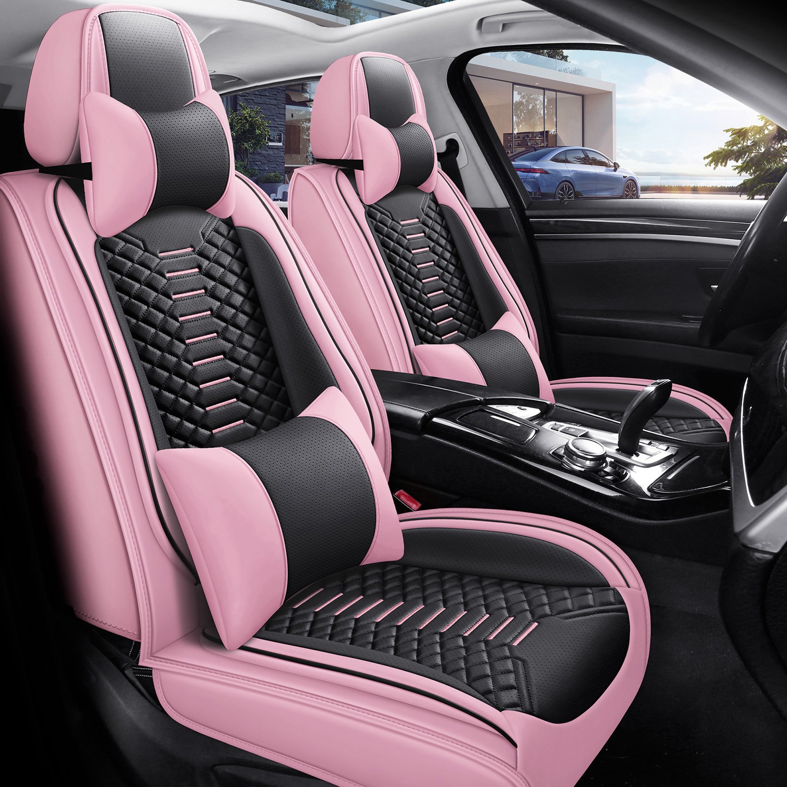 Luxury Faux Leather Universal Fit Car 5 Seat Covers Full Set Cushion Protector 