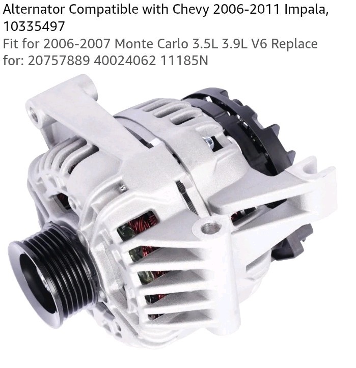 Alternator For Chevy 2006-2011 Impala, 2006-2007 Monte Carlo 3.5L 3.9L V6 Alternator For Chevy 2006-2011 Impala, 2006-2007 Monte Carlo 3.5L 3.9L V6