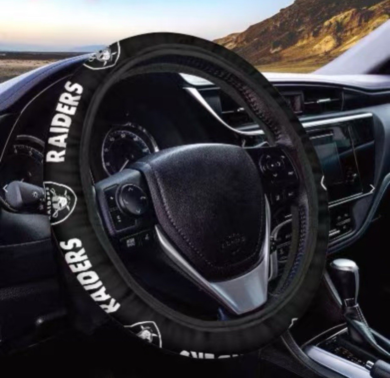 Las Vegas Raiders Steering Wheel Cover Universal Car Interior Accessory Las Vegas Raiders Steering Wheel Cover Universal Car Interior Accessory