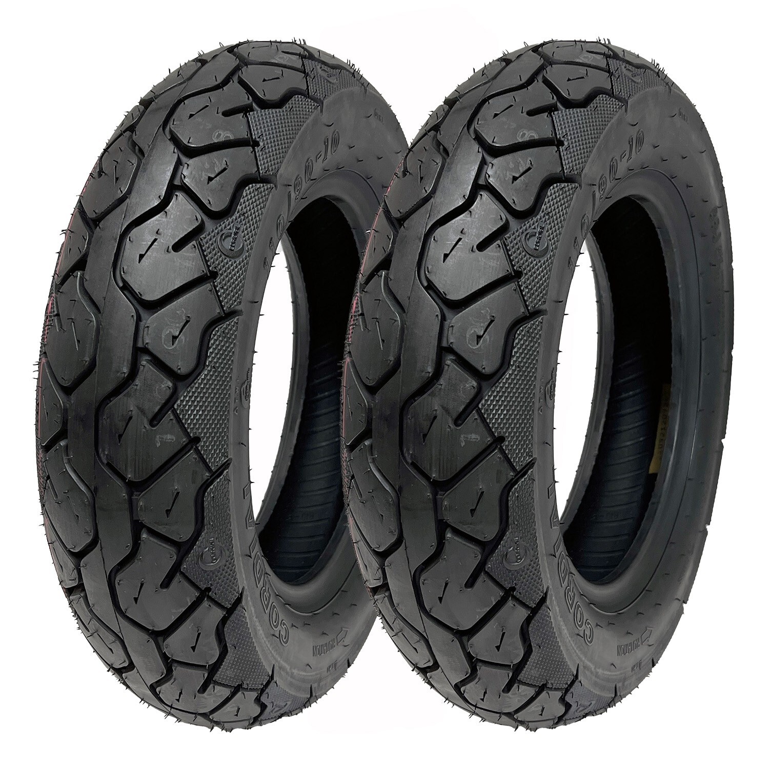 SET OF TWO: Tire 110/90-10 Tubeless Front/Rear Motorcycle Scooter Street Tire