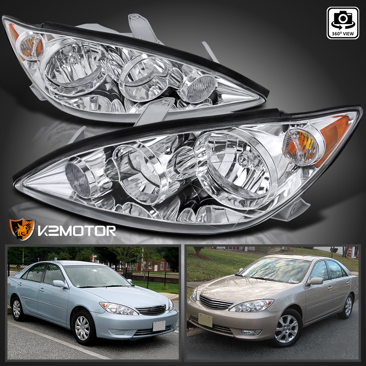Fits 2005-2006 Toyota Camry Headlights Healamps Replacement Left+Right 05-06