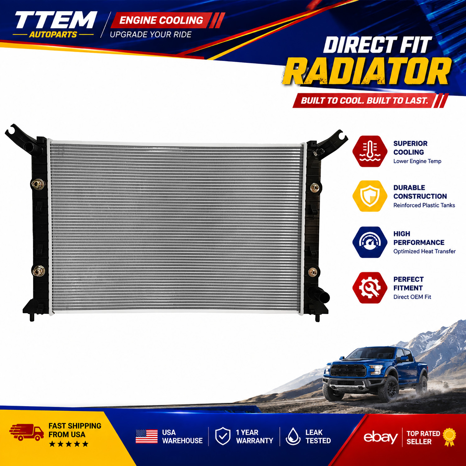 Radiator for 11-19 Chevy Silverado 2500HD 3500HD/GMC Sierra 2500 3500 HD 6.0L V8