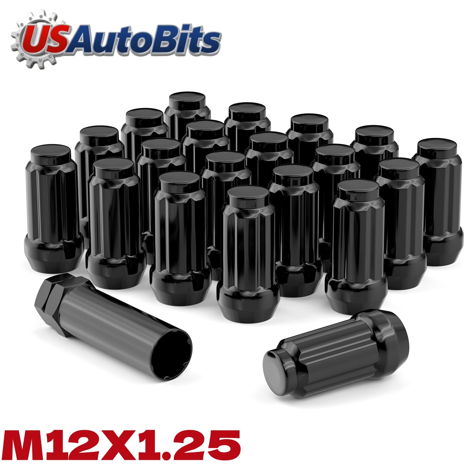 20 PC M12x1.25 Black Lug Nuts Acorn Lug Nuts 12x1.25 19mm Hex 1.38 inch 20 PC M12x1.25 Black Lug Nuts Acorn Lug Nuts 12x1.25 19mm Hex 1.38 inch