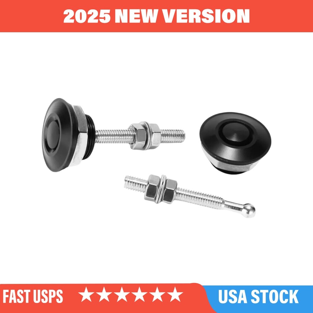 Black Push Button Quick Release Hood Bonnet Pins Lock Clip Bumper Latch Kit 2PCS