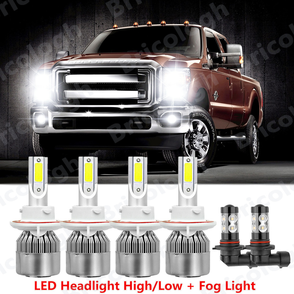 Fits Ford F250 F350 F450 2005-2019 6X 6000K White LED Headlight Fog Light Bulbs