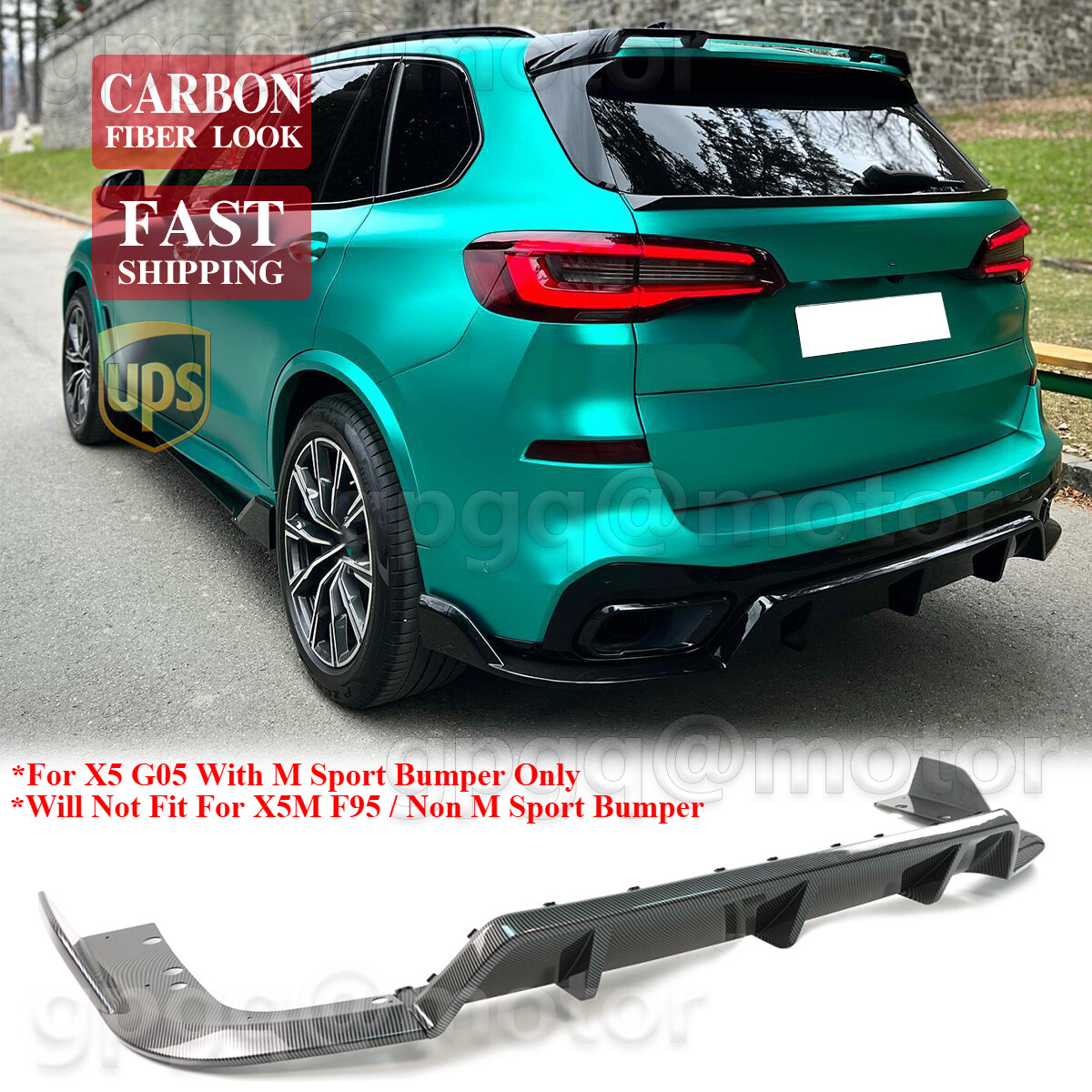 For BMW X5 G05 M Sport 2019-2025 Carbon Fiber GT Style Rear Bumper Diffuser Kit For BMW X5 G05 M Sport 2019-2025 Carbon Fiber GT Style Rear Bumper Diffuser Kit